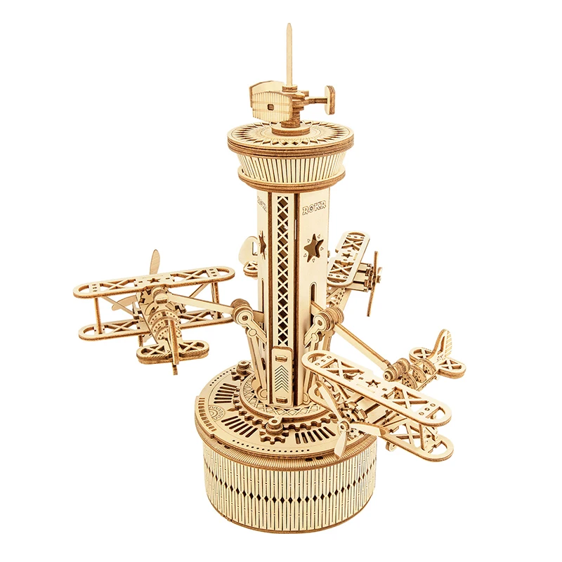 

Robotime diy 3d wooden puzzles AMK41 Airplane-control Tower jigsaw CE EN71 Certificate 3D Assemble Wooden Puzzle Toy