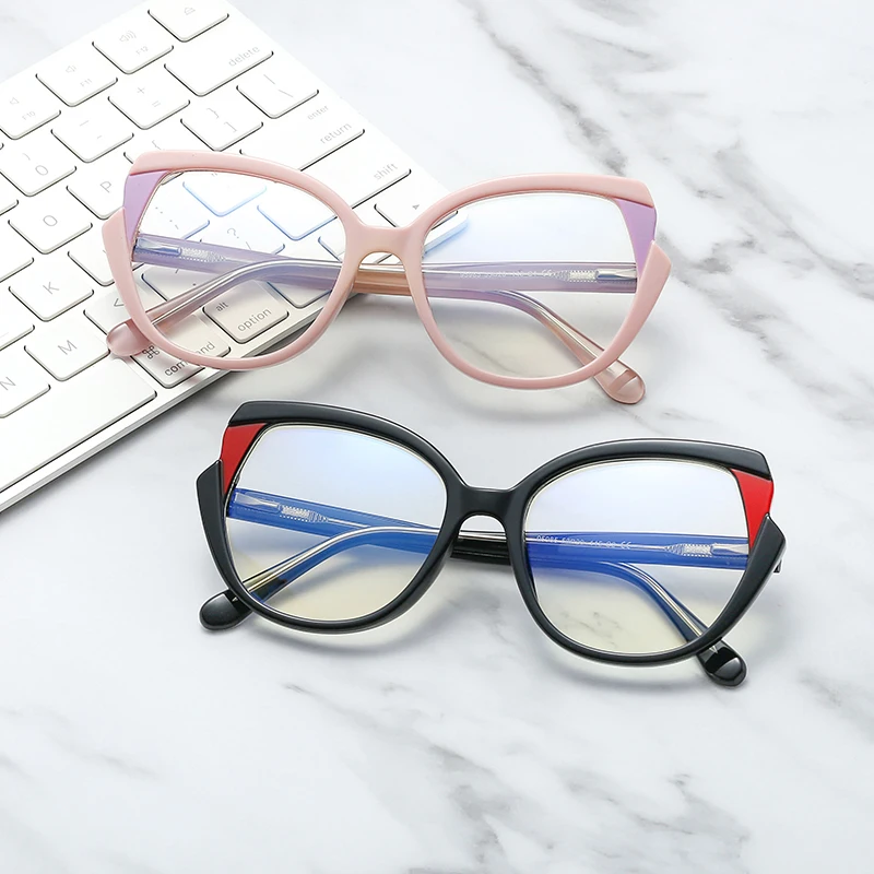 

Computer Block Cat Eye TR90 Oversize Frames Anti Blue Light Glasses For Women, 6 colors