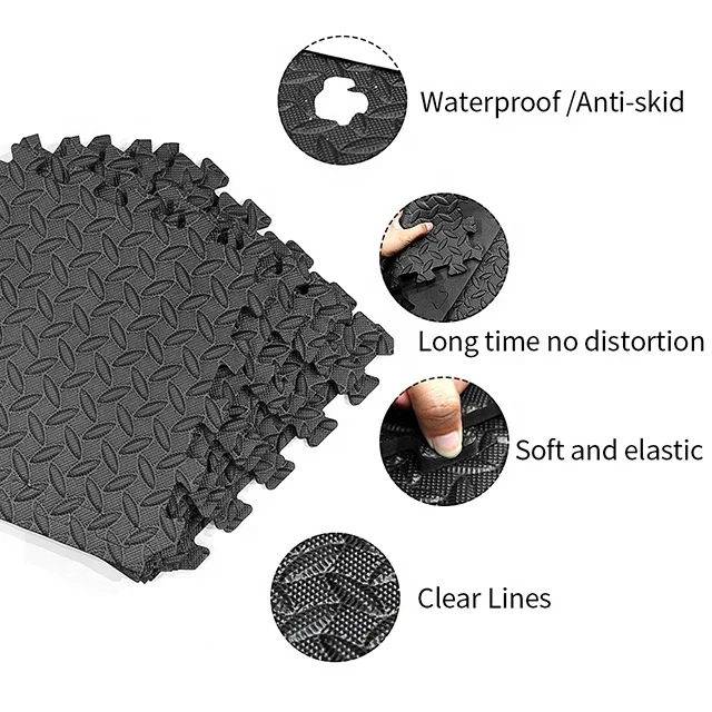 

Aji Exercise Flooring Piso Gimnasio Caucho Tapetes De Foamy Exercise Mat Fitness Foam Tiles Protective Flooring Gym Mat, Black/gray