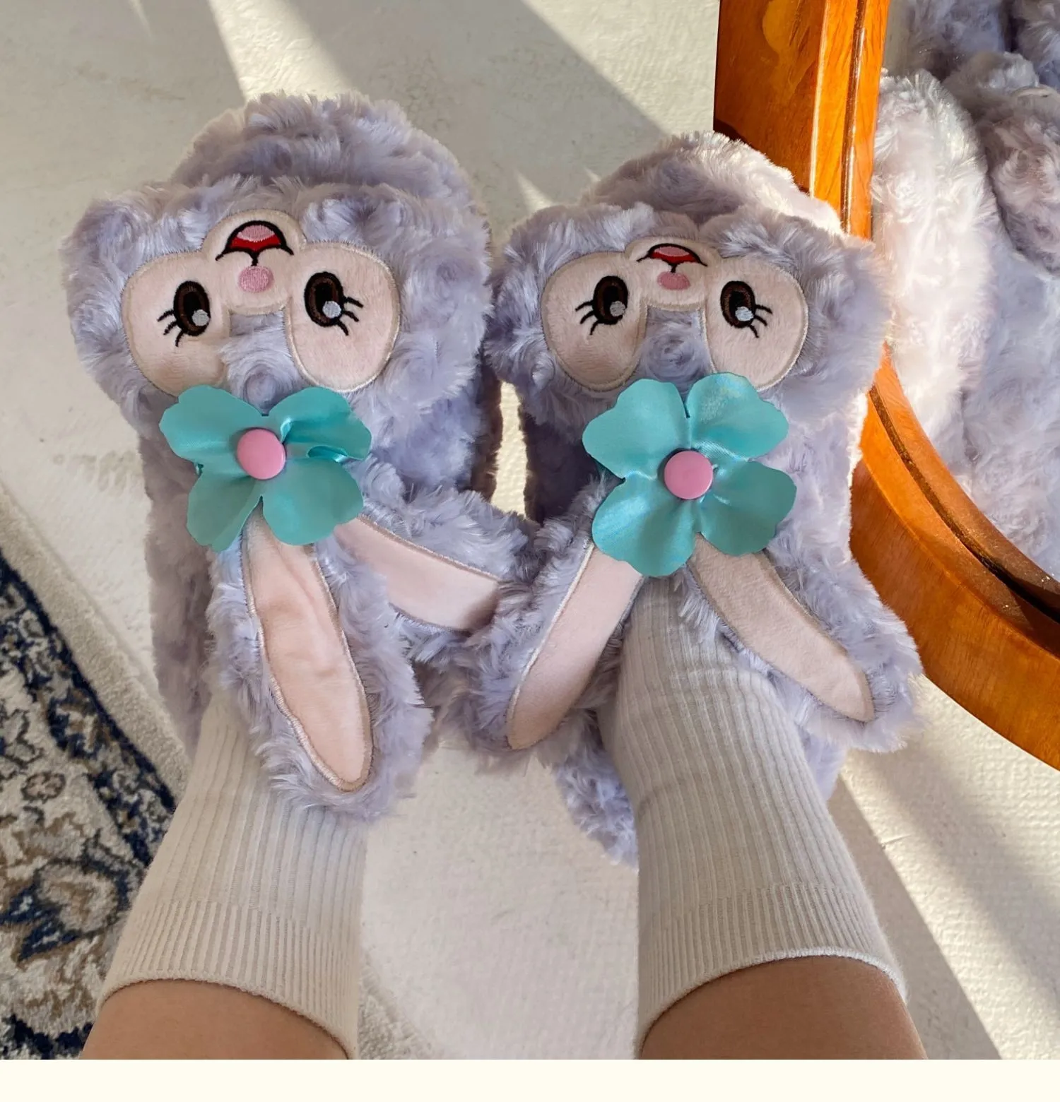 

Cute Cartoon Star Dailu Ballet Rabbit Winter Cotton Slippers Plush Ladies Home Indoor Floor