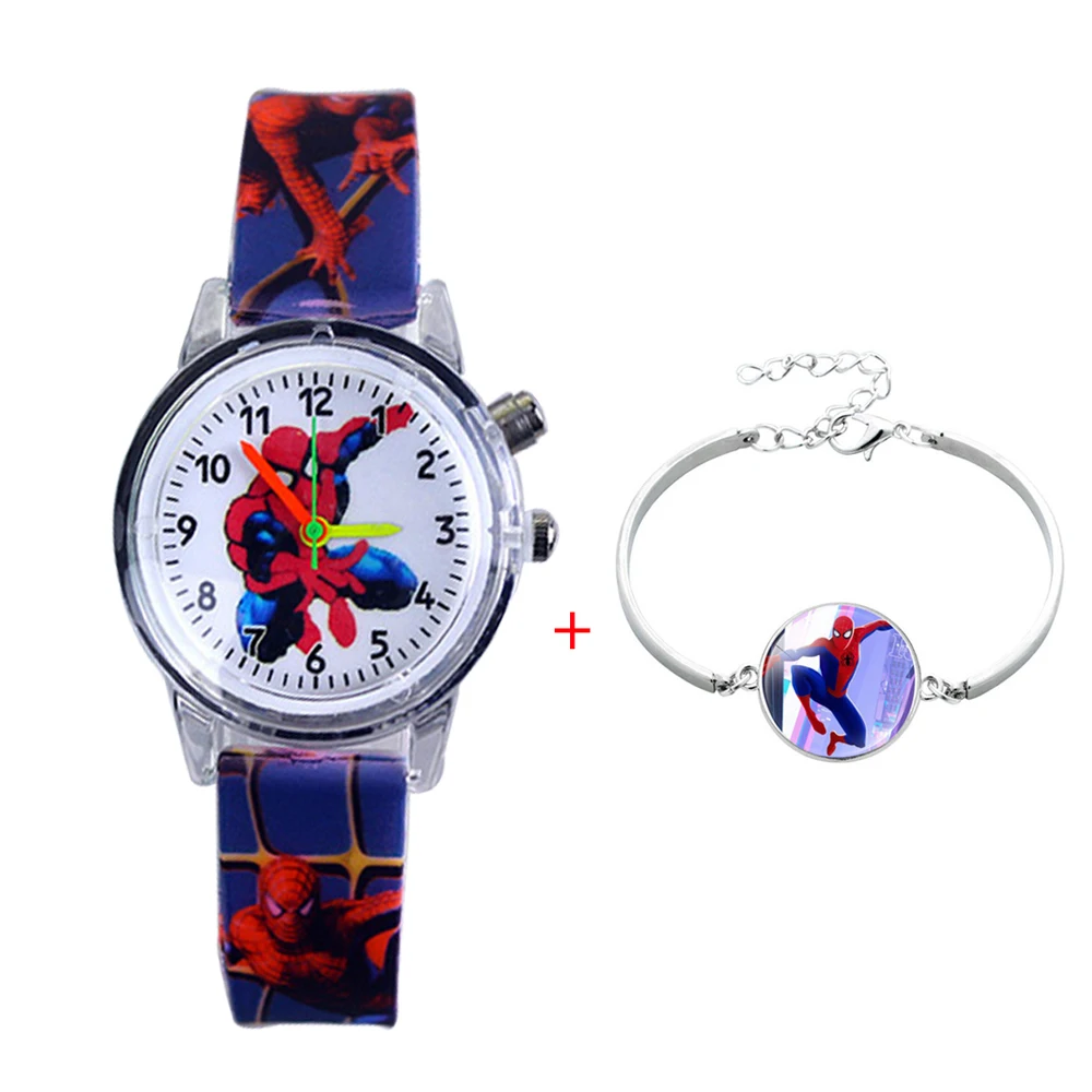 

Cute Cartoon LED Watch+Bracelet Superhero Children Watches Boys Silicone Strap Quartz Watch for kids Best Child Wristwatch Gift