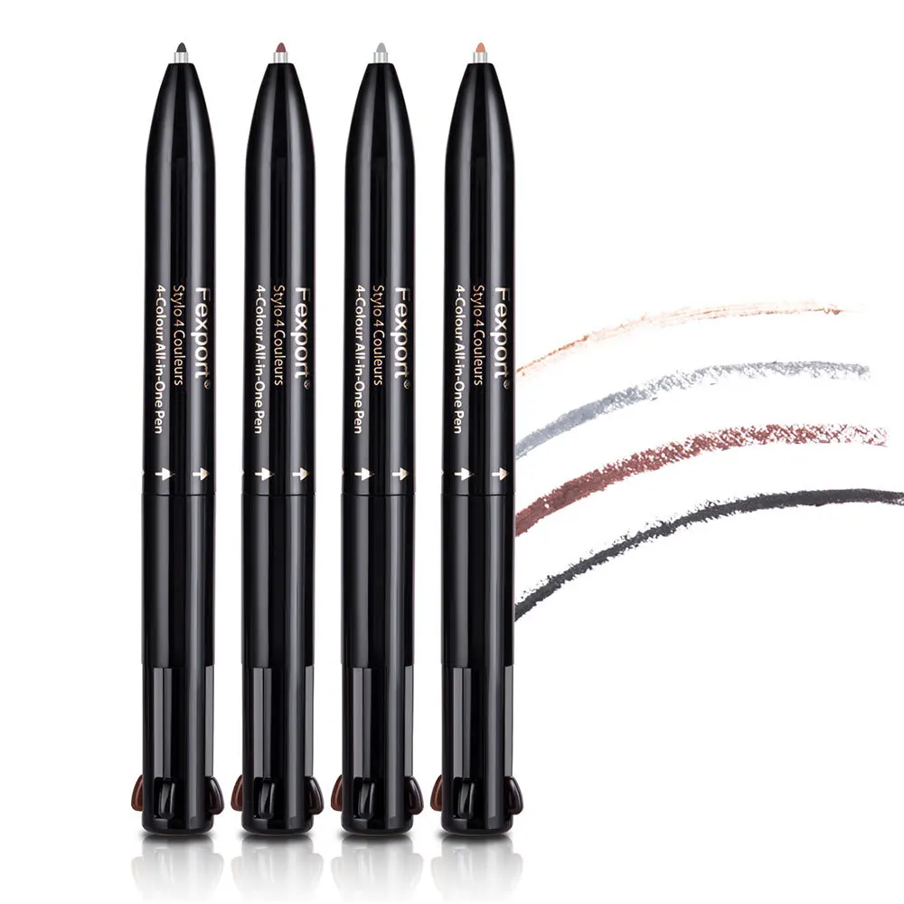 

new design single installation four colors in one lasting waterproof multifunction pressing rotating eyebrow pencil