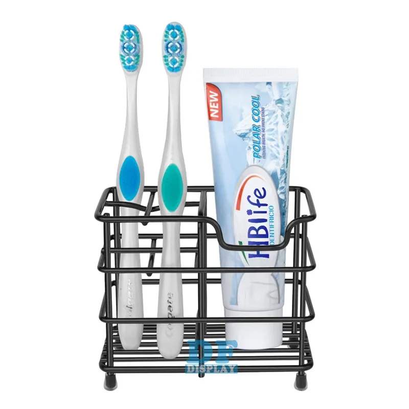 

HS056 Toothbrush Holder, Small Stainless Steel Toothpaste Holder Bathroom Accessories Organizer, Black