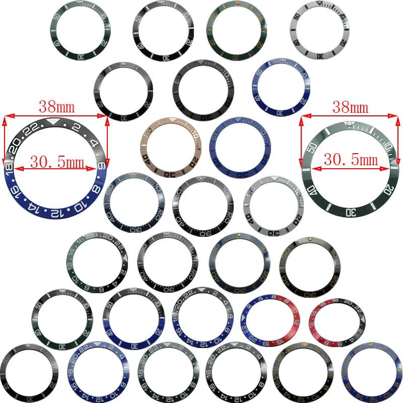 

High Quality Wholesale Watch 38mm Bezel Ring Insert Ceramic Embossed Cover Case Bezel, Colorful