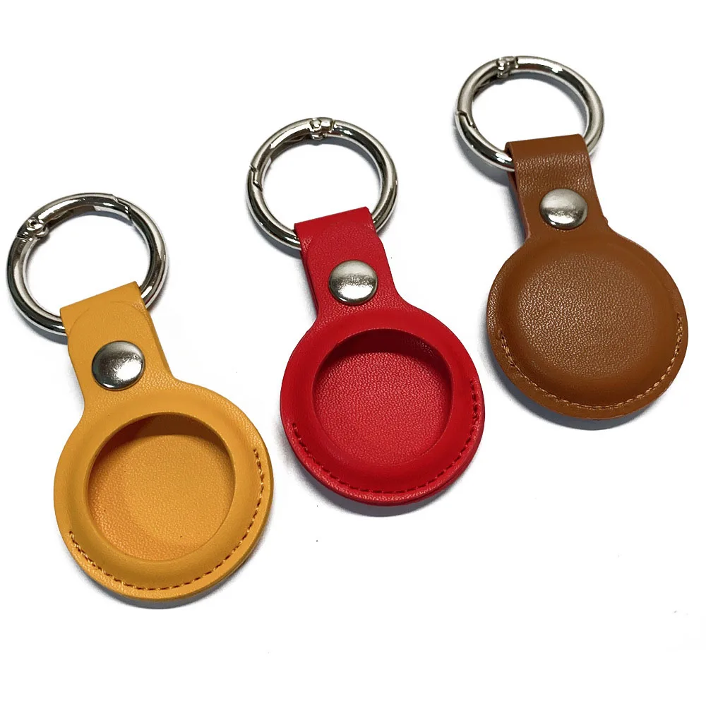 

Custom Logo Color Tracker Device Key Ring Holder PU Leather Dog Collar pet airtag case Anti-lost Protective Cover For Airtag, 6 colors or custom