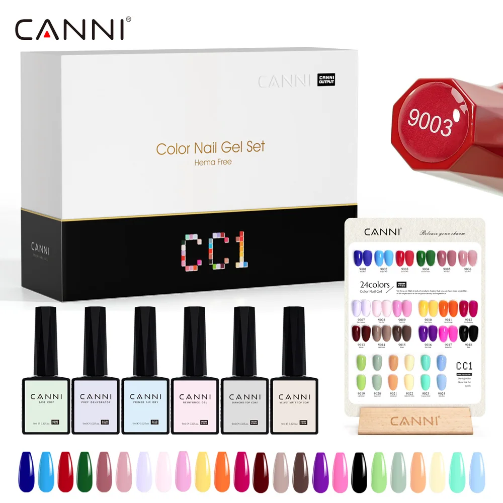 

2023 CANNI New 9ml Hema Free Gel Nail Polish Kit CC1 CC2 CC3 72 Colors Enamel Nail Polish Gel Kit With Base Top Primer Tip Glue