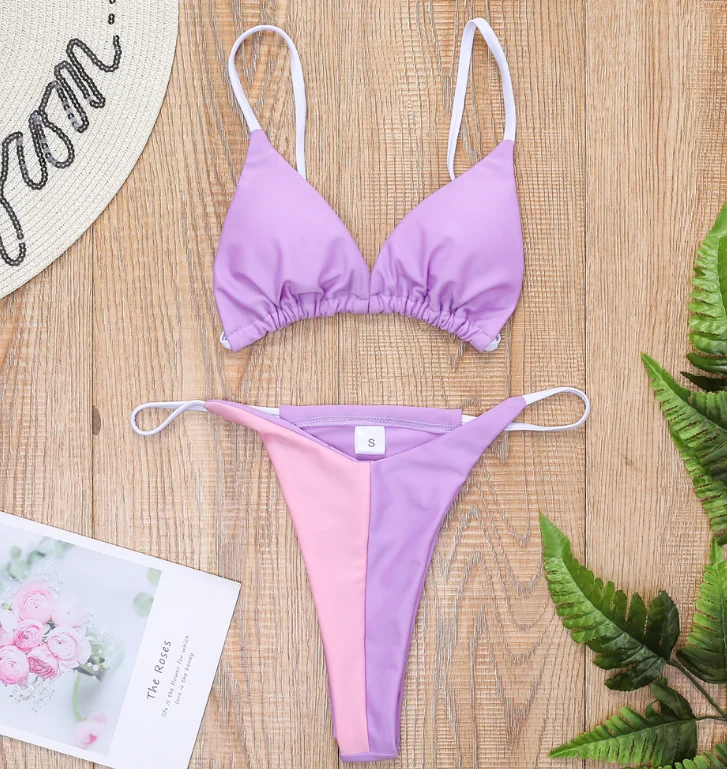 

Custom women purple neon swimwear swimsuits oem thong bikini swimsuit, Accept customized