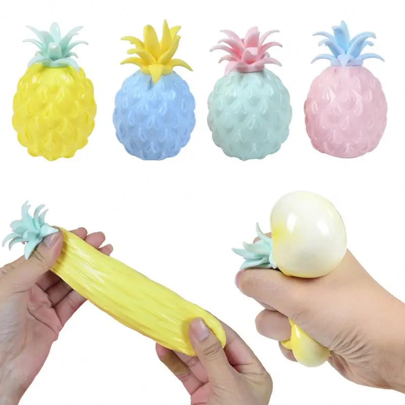 

Colorful tropical fruit shape pull stretch promote calm focus stress relief pineapple gel water bead squishy stress balls toy