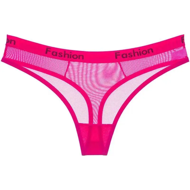 

Ladies Underwear Sexy Transparent Mesh Sports Printed Letter Low Waist Seamless Women's Briefs Thong