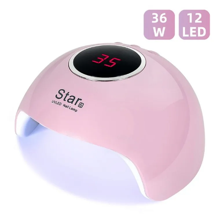 

Star 6 Nail Dryer USB UV Nail Lamp for Manicure 12 LED 24W auto sensor 30s 60s 90s nail art tools, White,pink