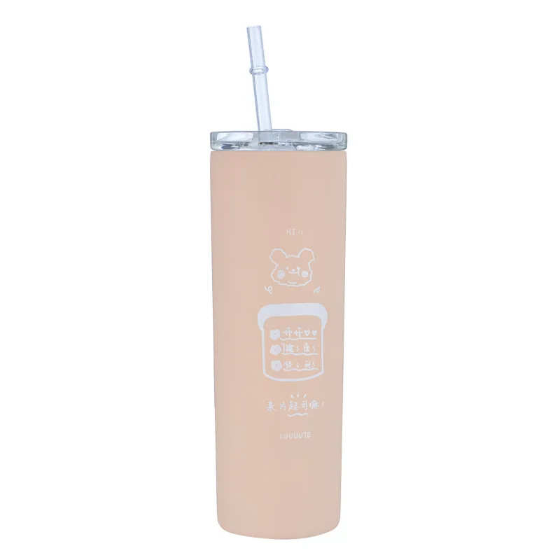 

BB072 650ml 304 Stainless Steel Ice Tyrant Cup 20oz Straight Straw Cup Lady Cartoon Milk Tea Mug, More colors