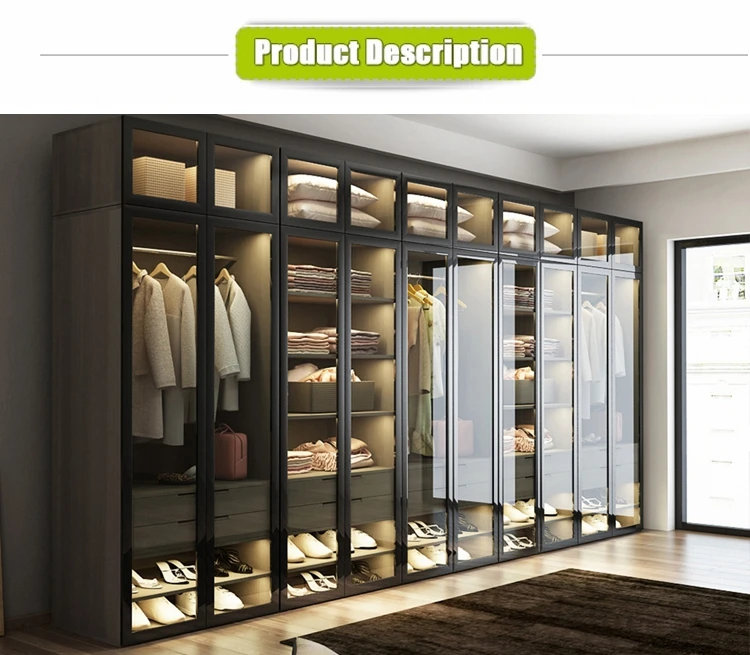 Customized Color Luxury Home Furniture Wood Dressing Room Walk-In Closet