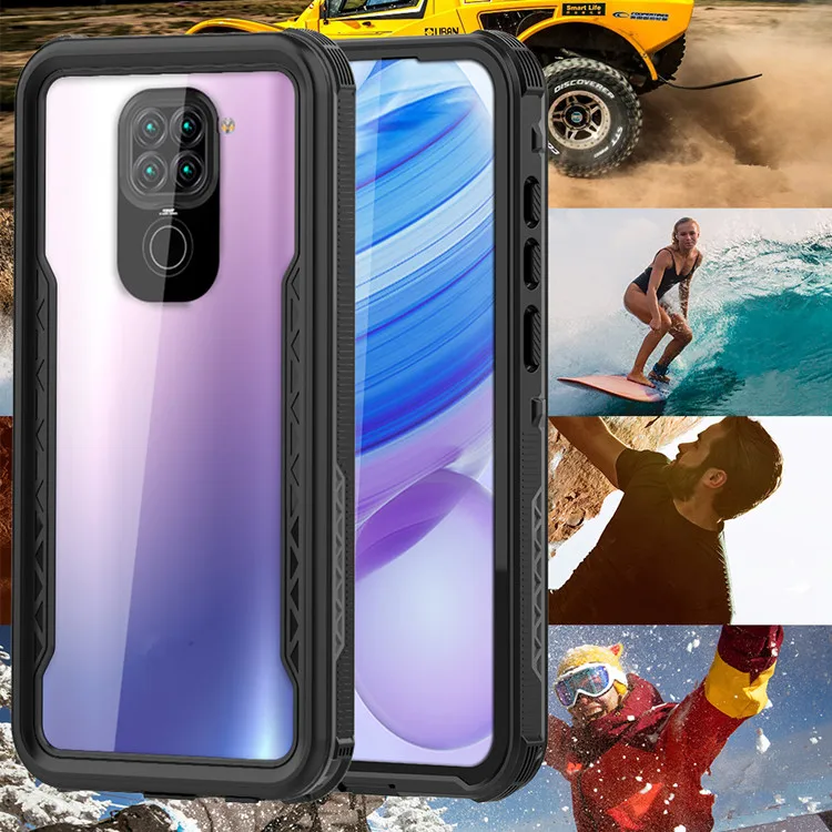 

2020 For Redmi note 9 phone cover transparent waterproof ip68 shockproof mobile phone case for Redmi note 9