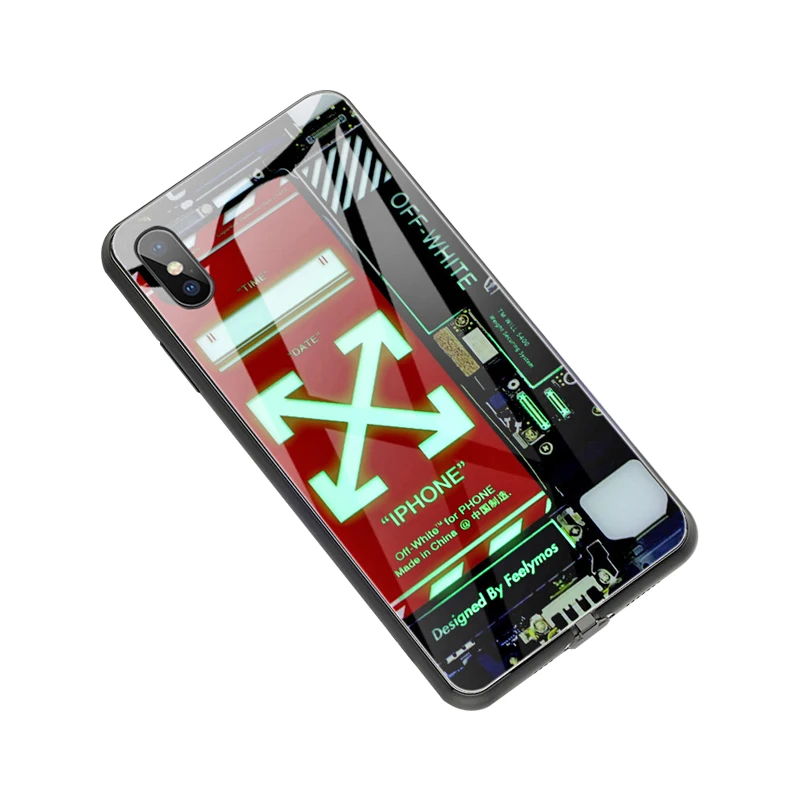 

2020 LED Luminous Tempered Glass Night Light Phone Case For iPhone 11 Luminous Cell Glass Case For iPhone 12 mini 12 pro Max