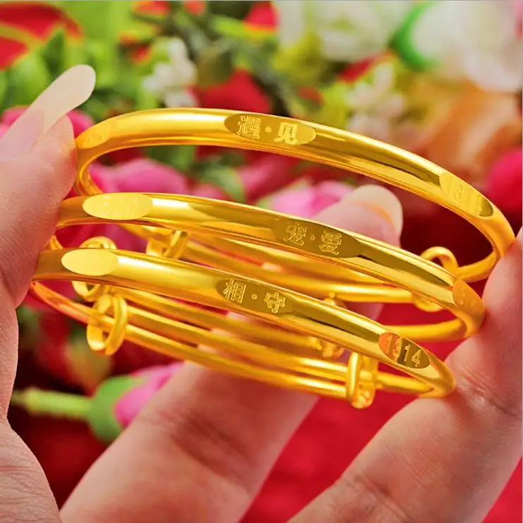 

Push and pull 520 Gold plated bracelet 1314 CLASSIC women bracelet 24k gold bangle Free shipping wedding jewelry gift Party