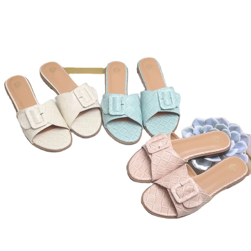 

Women new simple fancy casual slippers ladies colorful beach flat shoes, As photo