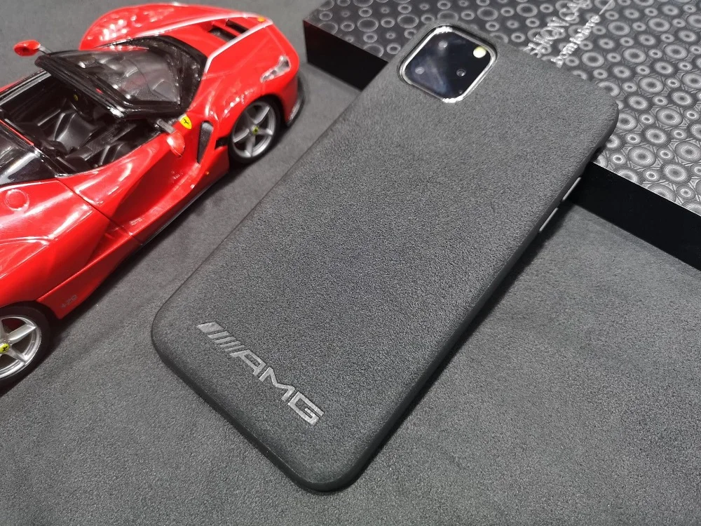 Custom most durable embossed Flipping Fur Suede car logo series mobile phone case plain mobile cover for iphone