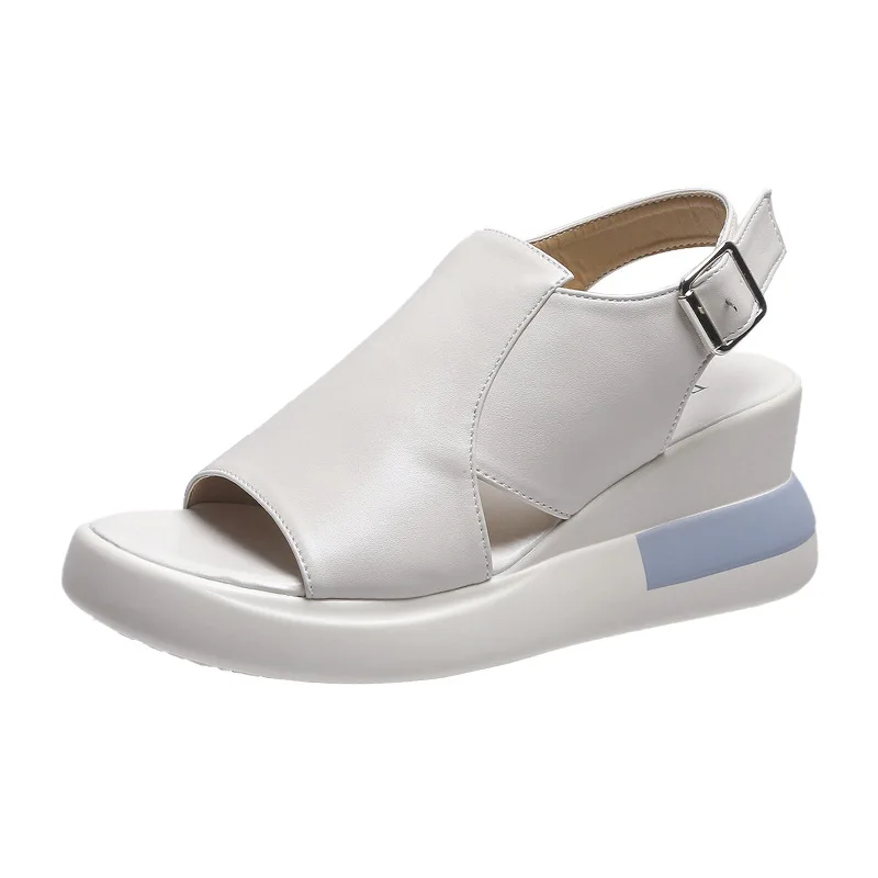 

Fashion new buckle sandals women's wedges with increased leak-toe casual shoes ladies with heel sandals and slippers, Picture