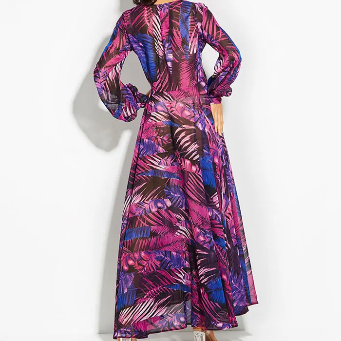 
Fashion Custom Lady Chiffon Ruffle Maxi Dress OEM/ODM Vestidos Women Elegant Summer Casual Dresses 