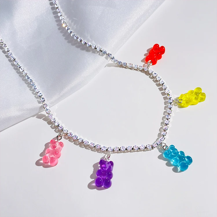 

summer gummy bear rhinestone waist chain sexy bikini diamond belly chain bodychain women