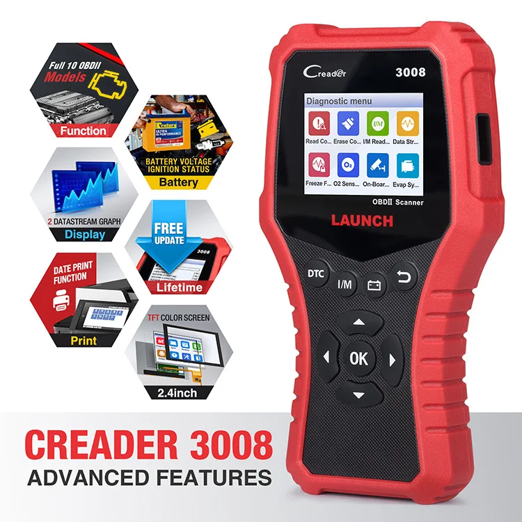 

Free Shipping X431 CR3008 OBD2 Automotive Scanner OBDII Code Reader Diagnostic Tool Check Engine Battery Voltage, Red