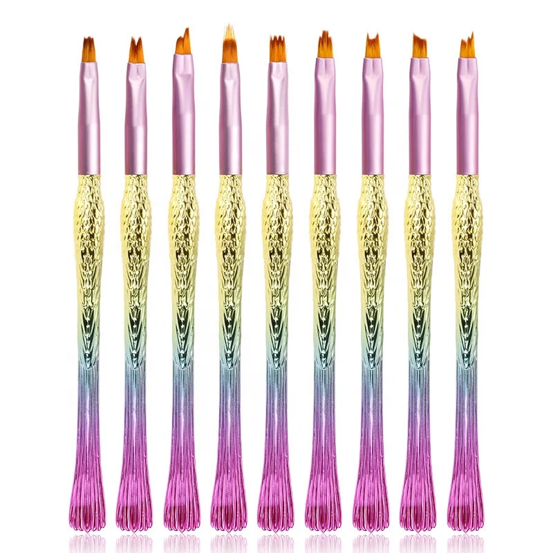 

Customized Nylon Mermaid Nail Brush Handle Nail Brush Set Painting Gel Liner Nail Brush