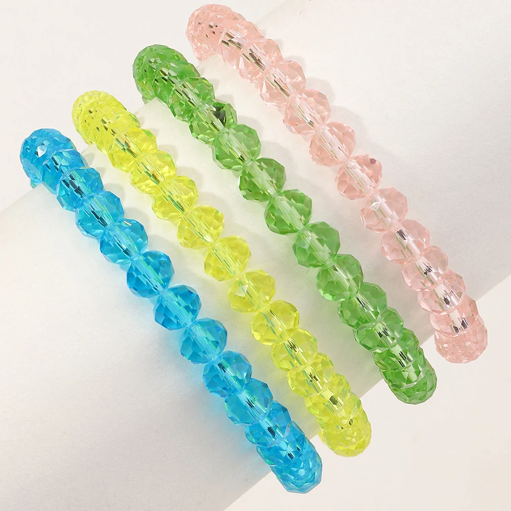 

4 Pcs/Set Wholesale Colourful Crystal Beaded Bracelets High Quality Bead Bracelets For Girls