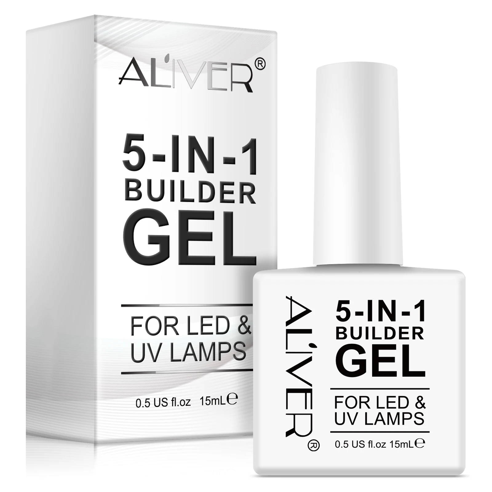 

ALIVER 5 in 1 UV LED Builder Base Gel Nail Beauty Strengthener Gel Set 15ml Nails Extension Builder Gel