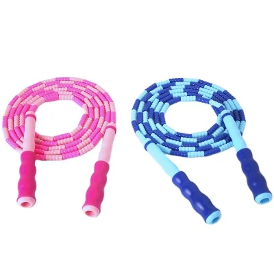 

Hot sale beaded Workout PVC logo children Segment Plastic Bamboo weighted pink buy adjustable Skipping jump Rope for Kids, As picture shows