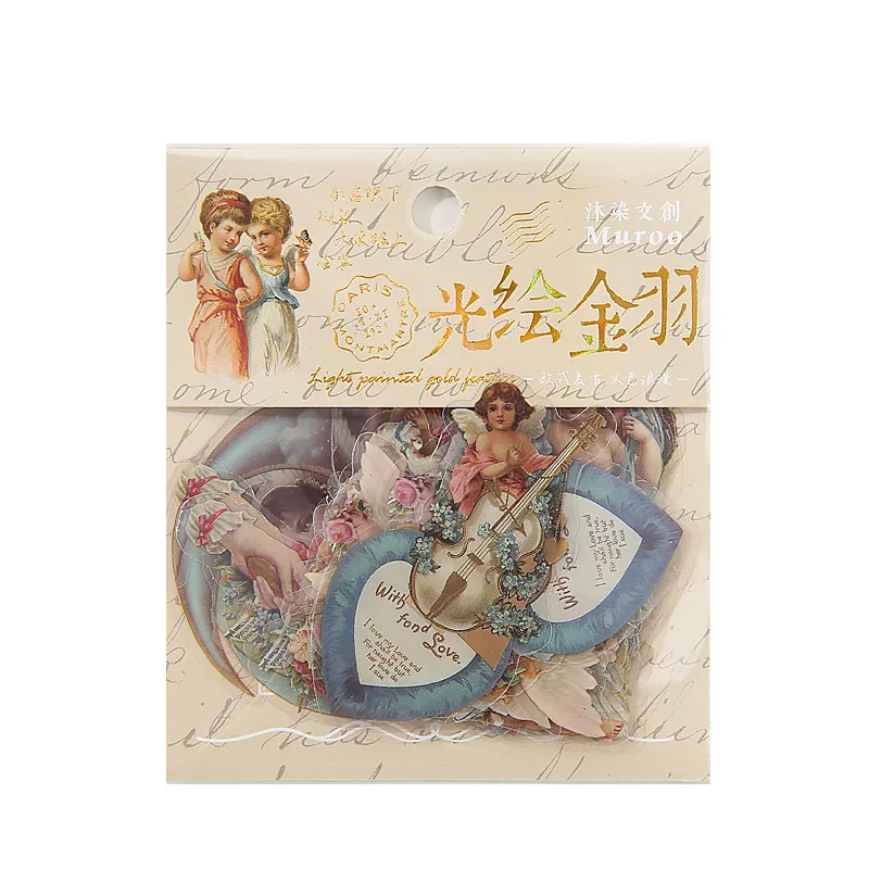 

40 Pieces/Pack Pet Sticker Package Romantic Quicksand Series European Retro Romantic Journal Decoration into 4 Options