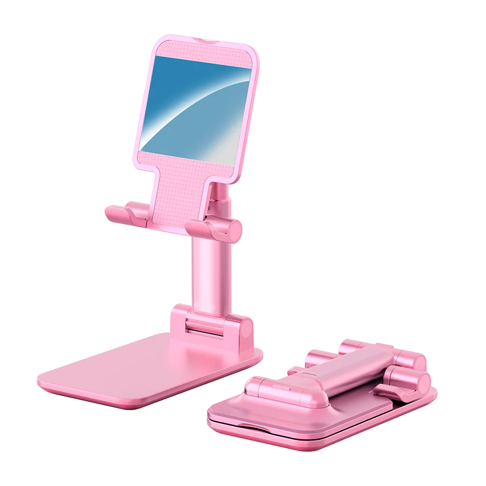 

Taiworld Pink universal Angle 2 in 1 Flexible Foldable Tablet Lazy Cell Phone Stand Holder Desk Aluminum with Mirror