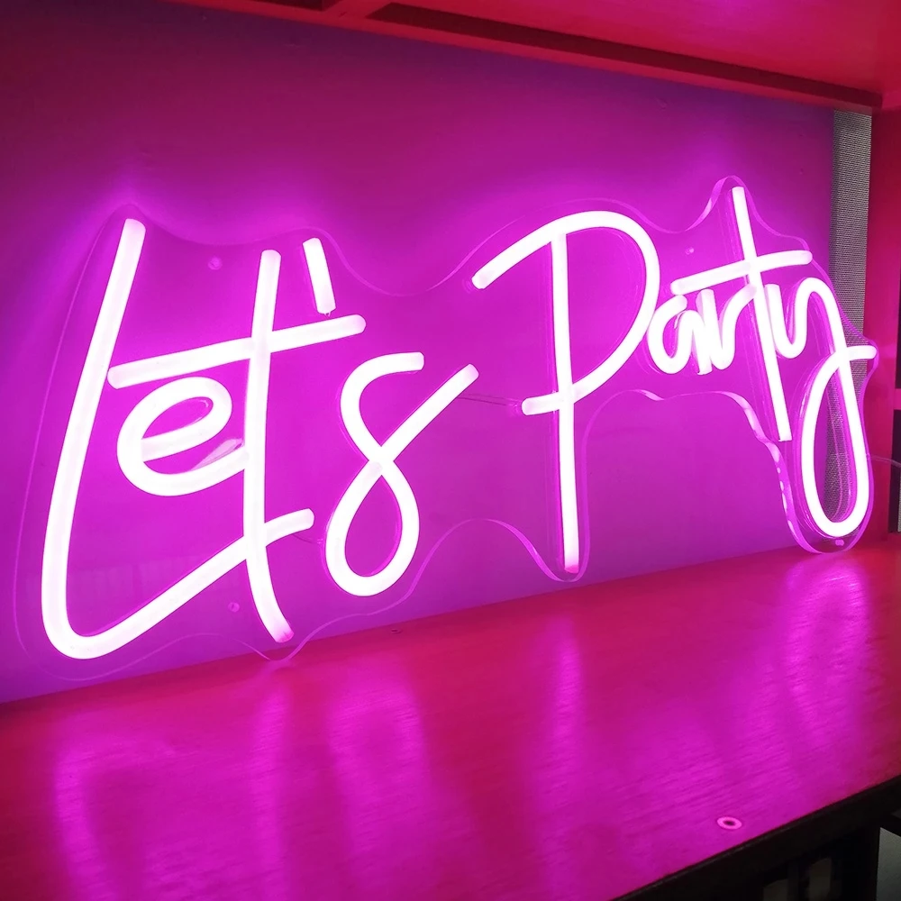

Custom Made Let's Party Lets LED Neon Sign Wall Wall Lights Party Wedding Shop Window Restaurant Birthday Decoration, 22 colors optional