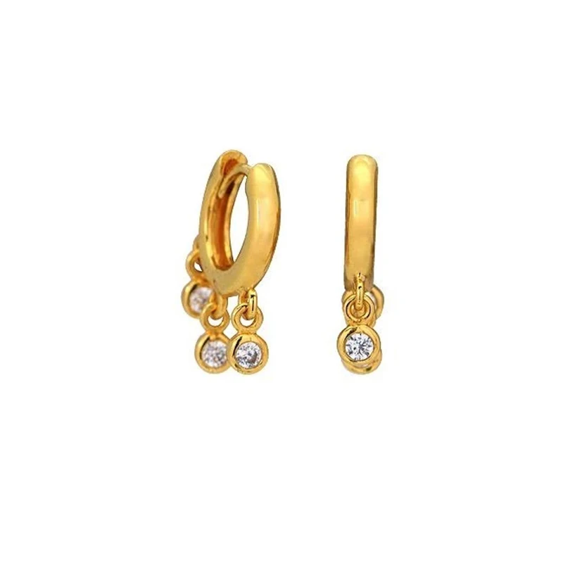 

S925 sterling silver three zircon pendant earrings for women 2021