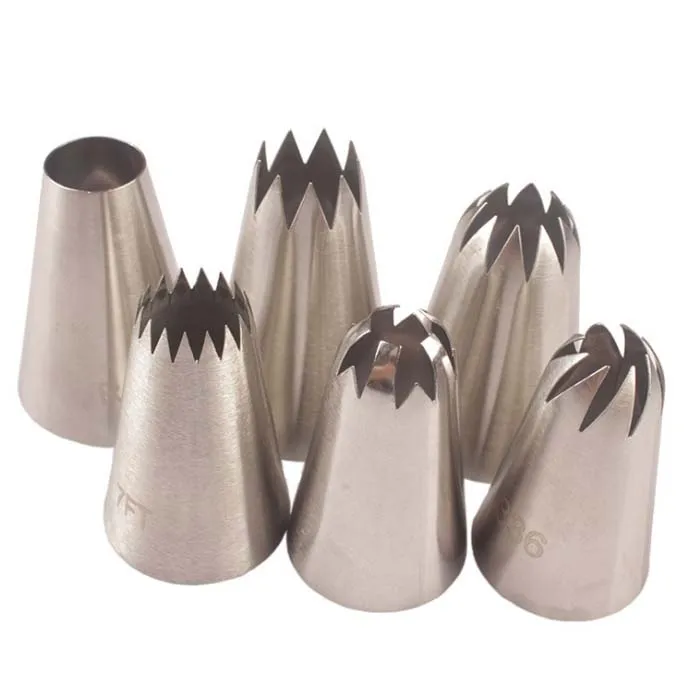

cupcake piping tips fondant cake decorating supplies open star 304 stainless steel icing nozzles