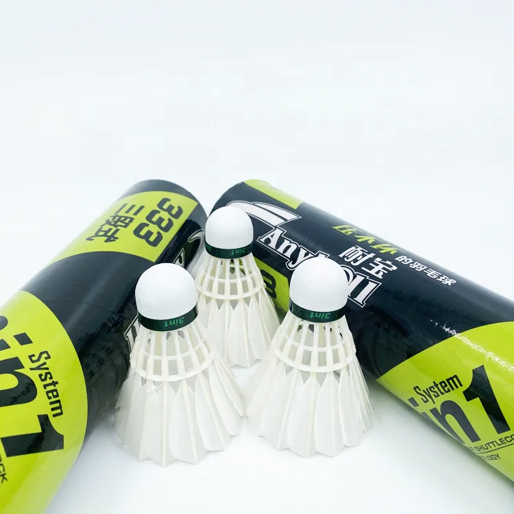 

3in1 Durable Beautiful Badminton Natural Straight Feather Fiber Cock Hybrid Shuttlecock High Quality For Training, Nature white