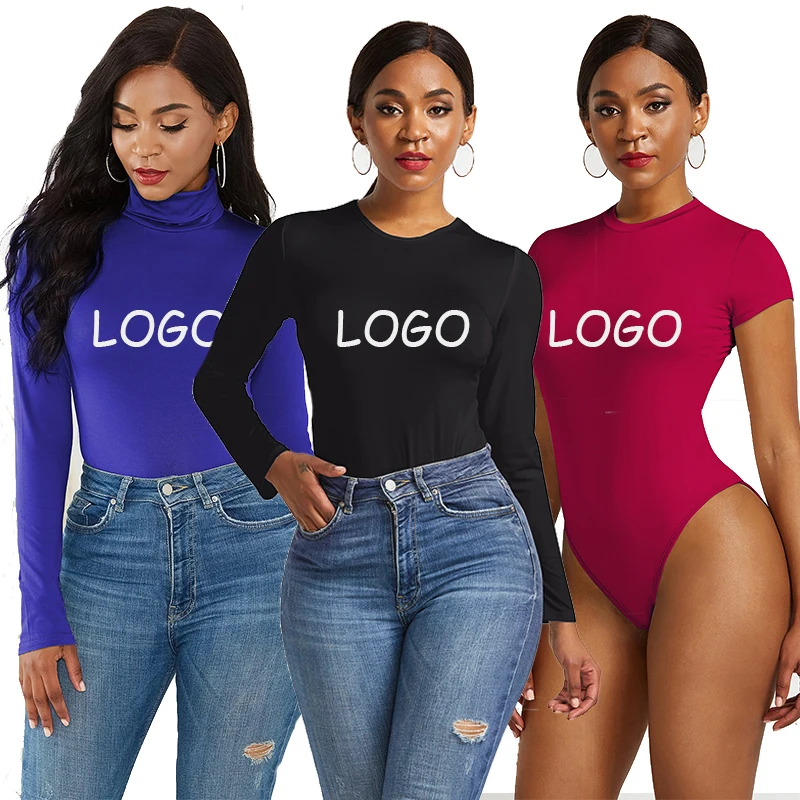 

Wholesale cheap price customized logo long sleeve ladies tops jumpsuit bodysuits for women