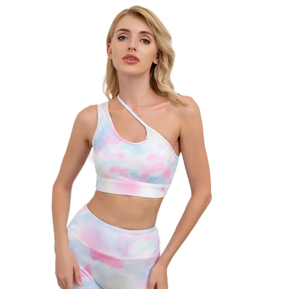 

2021 summer new arrivals tie-dye yoga two piece sets crop top sports fitness clothing sleeveless leggings yoga set for women