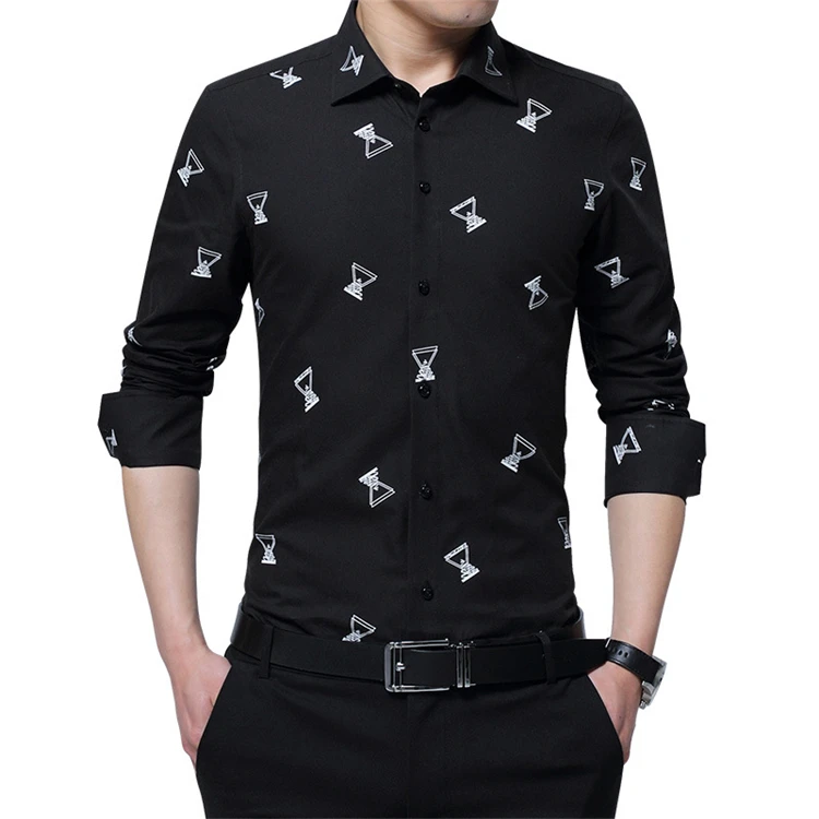 

New fashion printed shirt men 2021 best selling office shirt for men casual slim fit men long sleeve shirt