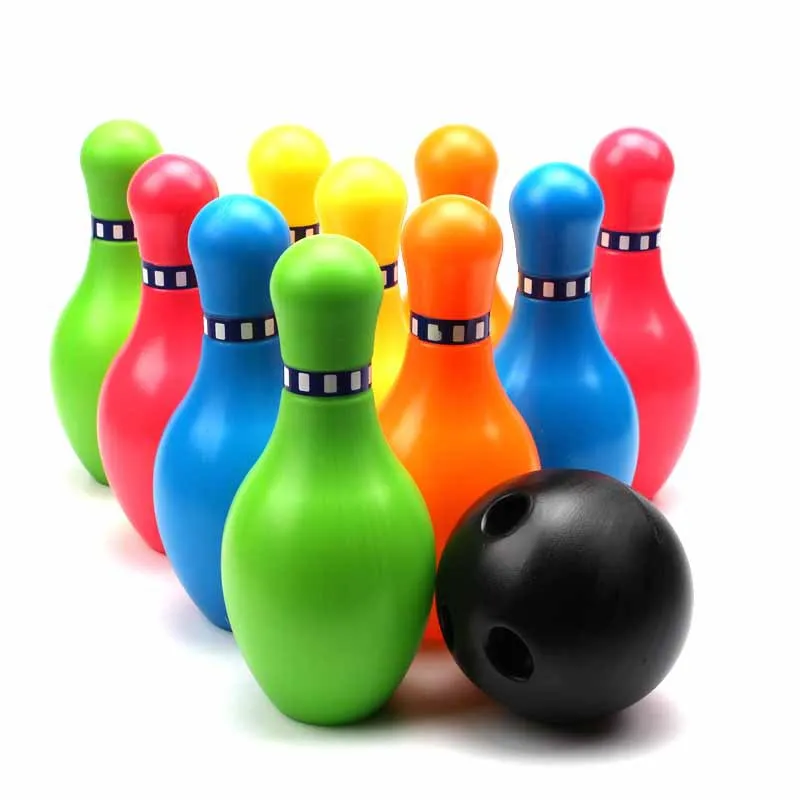 Bowling Pins Ball Toys Small Plastic Bowling Set Fun Indoor Game With 10 Mini Pins And 2 Balls