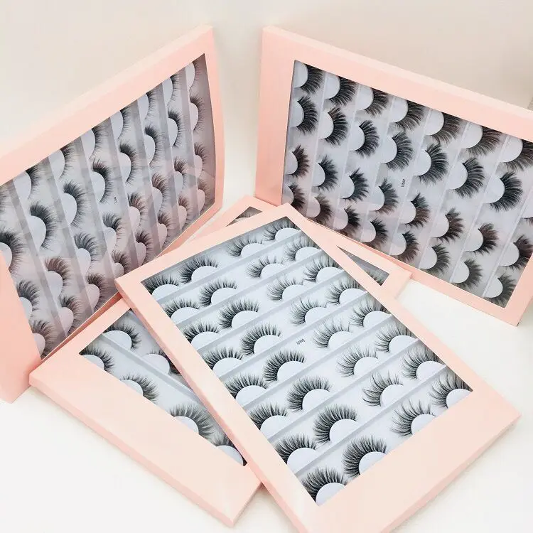 

Free shipping 16 pairs per set 3D Faux Mink Hair False Eye Lashes with pink box