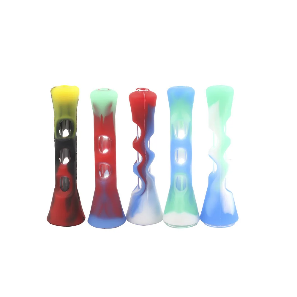 

Wholesale hot sale silicone pipe multicolor hookah pipe weed tobacco glass smoking accessories custom, Custom color/multicolor