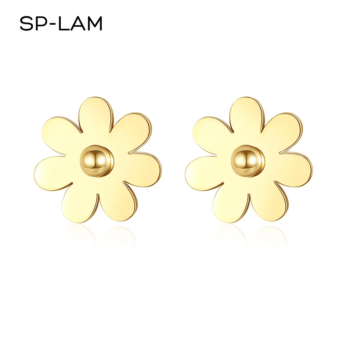 

SP-LAM Custom New Design Stainless Steel Daisy Flower Stud Earrings Women Fashion jewelry 2021