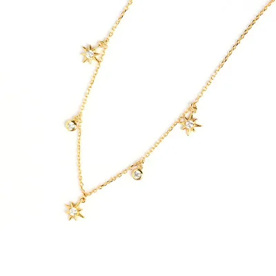 

2020 Fashion Sterling Silver With Round Stars Pendants Necklace For Women Jewelry, Gold,silver