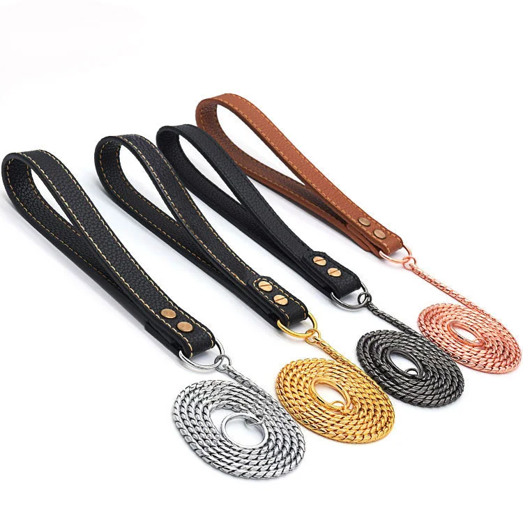 

High Quality Multi color Fashion Durable Waterproof Luxury Delicate Appearance Metal Pet Dog Lead Rope Chain Leash