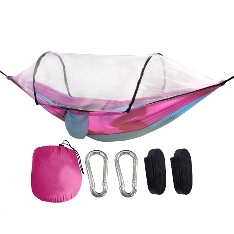 

Automatic quick-opening nylon camping hammock with mosquito net