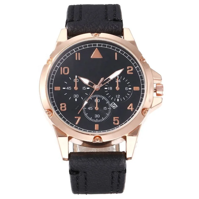 

920510 Good Quality Classic Party Men Leather Strap Quartz Watch No Logo Calendar Fashion Men Watch, 4 colors