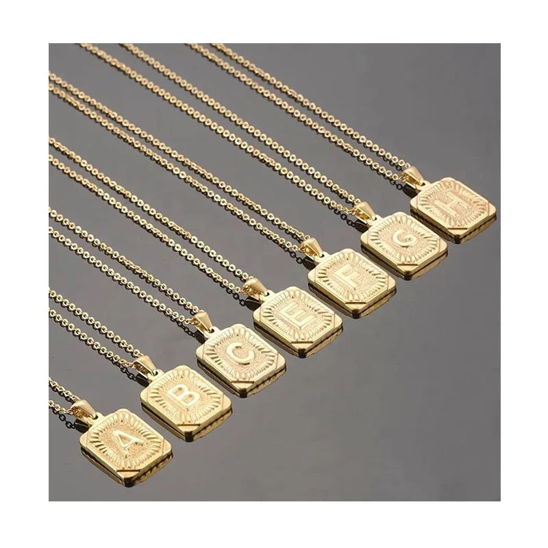 

BMZ Trendy 92.5% pure real gold ion plating gold plating 26 letters pendant necklace unisex gifts letter pendants necklace, Platinum or rhodium color(vacuum plating)