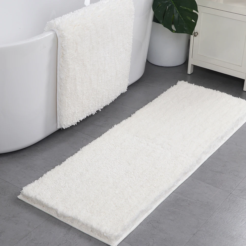 

High Quality Modern Solid Color Soft Microfiber Polyester Safety Bath Mat Bathroom Shower Accent Rug with Non Slip TPE Backing, Customized color