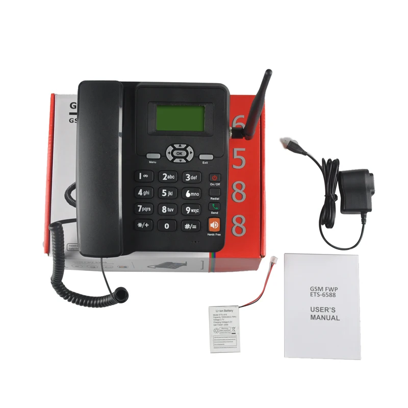 
Home Phone Cordless ETS 6588 with Dual Mobile SIM Slot FM Radio GSM Wireless Telephone Exchange  (62354020987)
