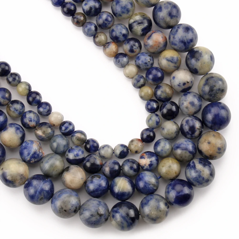 

Wholesale 6/8/10/12mm Round Smooth Import Blue Sodalite Jasper Stone Beads for Jewelry Making DIY